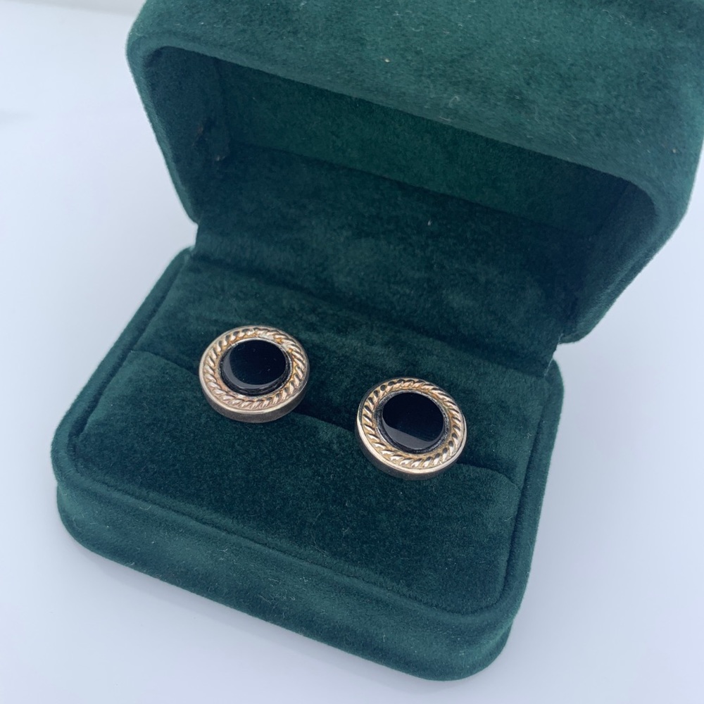 Onyx and Sterling Silver cuff links NWB